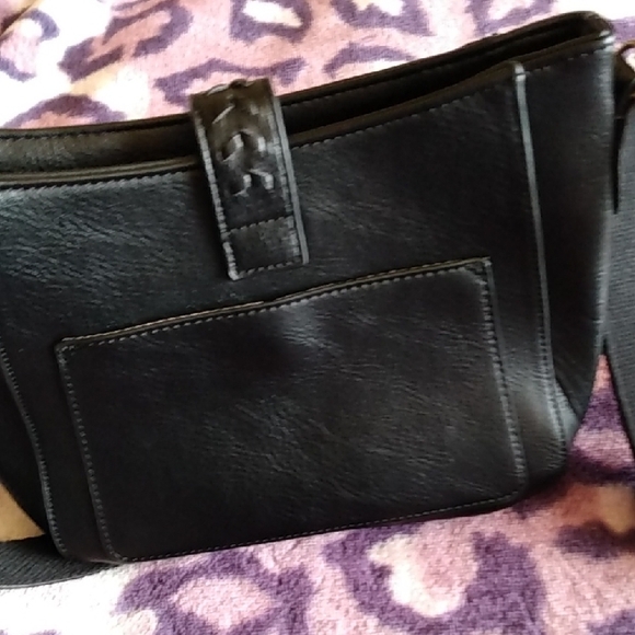 Black Faux Leather Studded Crossbody Bag With Braided Detail Adjustable Strap - Picture 15 of 16